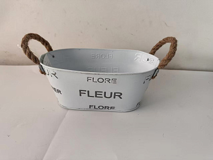 Кашпо металлическое "Флер" 24*13*10 19*9 , 1 шт., белый