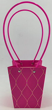 Пакет подарочный тисненый золотым фольгированием, 13*9.5*15.5 см., 10 шт./упак., фуксия