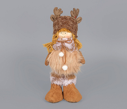 Декоративное новогоднее изделие Девочка, 21 см, коричневый