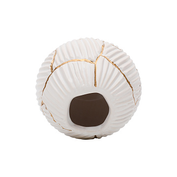 Ваза керамическая, цвет бело-золотой, 15*13 см