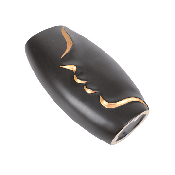 Ваза керамическая, цвет черно-золотой, 12,5*9*23,5 см