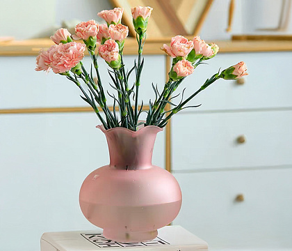 Ваза стеклянная D16,5 * H19,2 см, 1 шт.,розовый