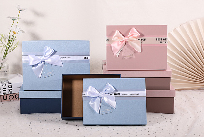 Набор коробок подарочных  29*21*9,5, 26*19*8, 23*17*6,5 см, 3 шт, голубой