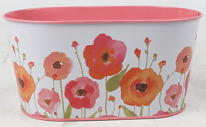 Декоративное овальное кашпо "Маковый рай" 19.5X11.5XH9CM. металл