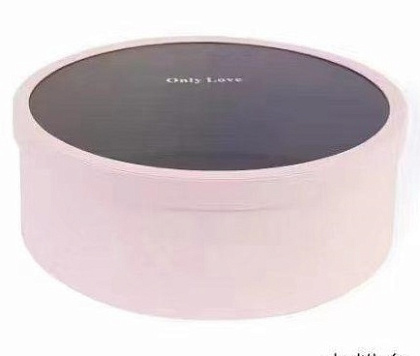 Коробка для цветов круглая с крышкой 38*36*15 см, 1 шт., св. розовый