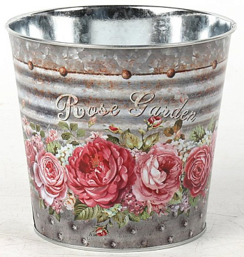 Декоративное кашпо "Садовые розы" 15XH13,5 B11,5 см. металл