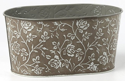 Декоративное овальное кашпо 22.5X13.5XH11.5CM 20X11СМ, темно-бежевый, металл