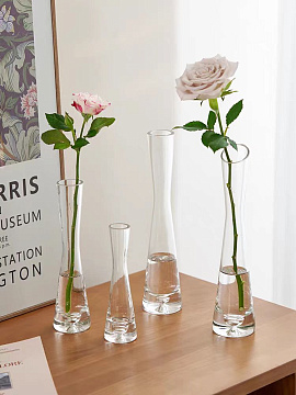 Ваза стеклянная H20 см, 1 шт., прозрачн.