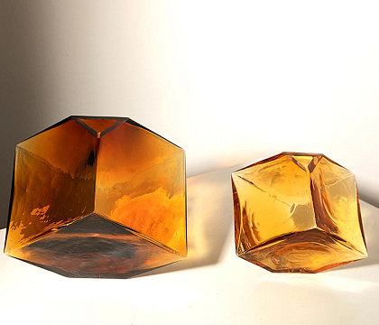 Ваза стеклянная D15 * H15 см, 1 шт., янтарный