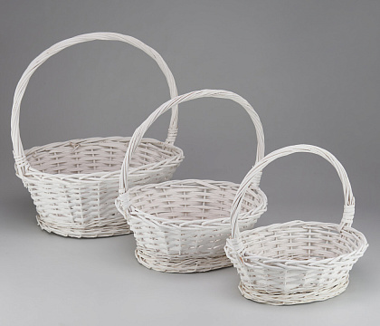 Набор корзин (ива): 41x35xH15xHH38, 36x30xH13xHH33, 31x25xH11xHH28, 3 шт., белый