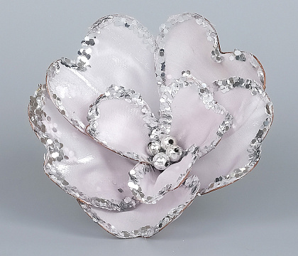 Декоративный новогодний цветок Магнолия D18 см, 1 шт., серебро