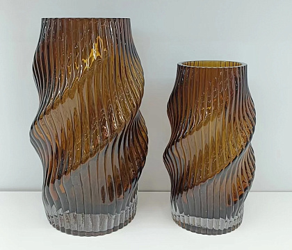 Ваза стеклянная 16,5*16,5*28 см, 1 шт., коричневый