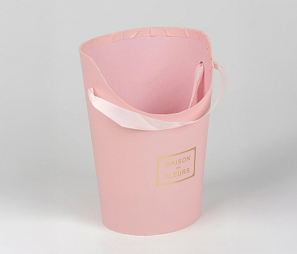 Коробка под цветы, с ручкой, 17x14x22 см, розовый (W6641)