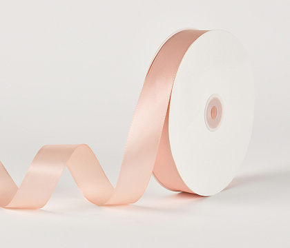 Лента атласная полиэстер 2.5 см*80 ярдов, персиковый (5 шт./упак.)