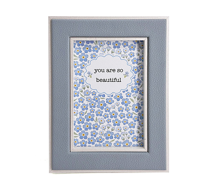 Фоторамка декоративная из МДФ с кожаной отделкой, цвет пепельно-синий, со стеклом, 10x15 см