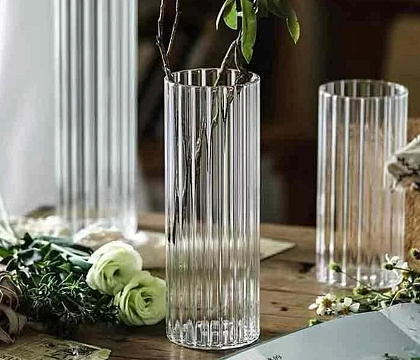 Ваза стеклянная 10*10*30 см, 1 шт., прозрачный