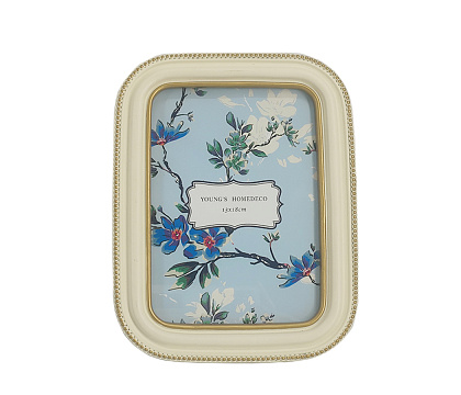 Фоторамка декоративная из эпоксидной смолы, цвет бело-золотой, со стеклом, 13x18 см