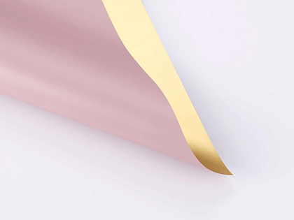 Упак. материал флористическая пленка с золотом, 70 мкр, 58 см х 10 м., розовый лотос