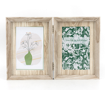 Фоторамка-коллаж складная декоративная из МДФ для 2 фотографий от 10x15 до 13х18 см., со стеклом, 14,3x5х19,4 см