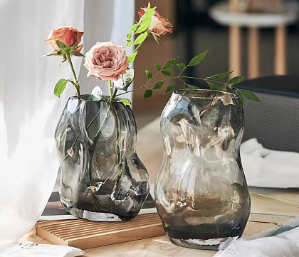 Ваза стеклянная D18 * H27,5 см, 1 шт., серый