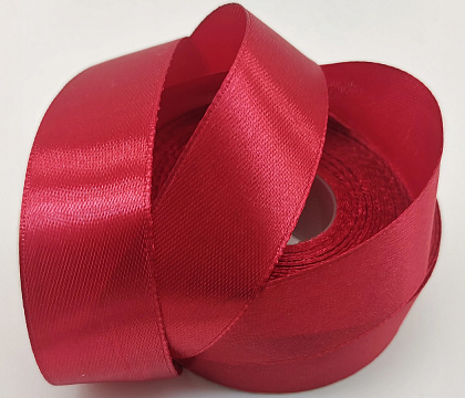 Лента атласная, на картонн.катушке, односторонняя, 25 мм х 100 ярд, бордовый (5 шт)