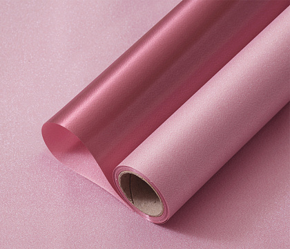 Упак. материал флористическая пленка "Мерцание", 150 мкр, 49 см х 5 ярдов , ярко-розовый