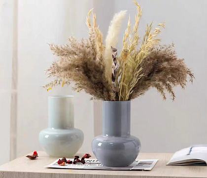 Ваза стеклянная D13,5 * H17,9 см, 1 шт.,кремовый