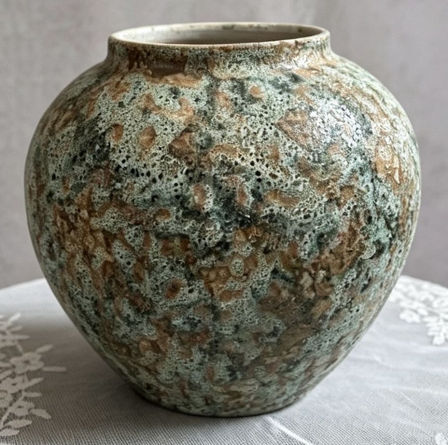 Ваза керамическая декоративная, цвет желто-зеленый, 21*22 см.