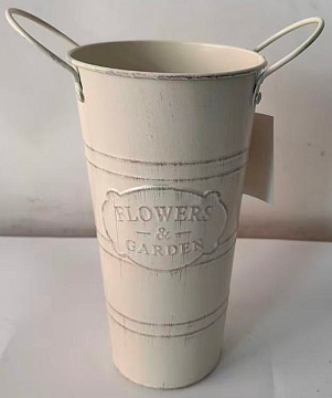 Кашпо-вазон металлический 13*25*9,5, 1 шт., молочный