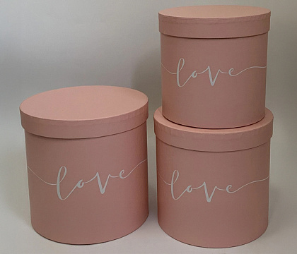 Набор коробок "Лав",20.5x20cm, 18.5x18cm,16.5x16cm, 3 шт., розовый