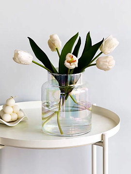 Ваза стеклянная 11* 15 * 18,5 см, 1 шт., радужный