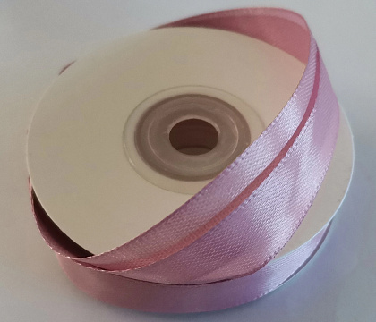 Лента атласная, на картонн.катушке, односторонняя, 25 мм х 100 ярд, дикая роза (5 шт)