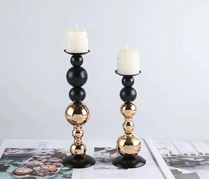 Подсвечник серия "Дуэт", цвет золото/черный, 22 см