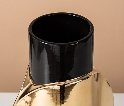 Керамическая декоративная ваза, цвет черно-золотой, 19,5*11*32 см