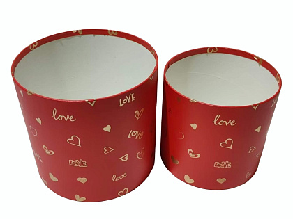 Набор коробок для цветов без крышки "Мелодия любви" 18*16,7, 15*15, 2 шт., красный