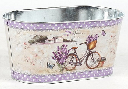 Декоративное овальное кашпо "Путешествие в провансе" 19.5X11.5XH9 см,  металл