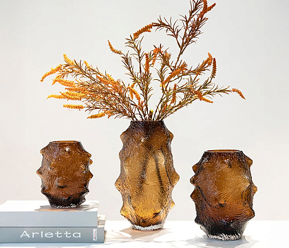 Ваза стеклянная D16,5 * H23 см, 1 шт., коричневый