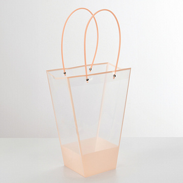 Пакет прозрачный, трапеция средний, 13х13х26х35 см, 10 шт/упак, розовый