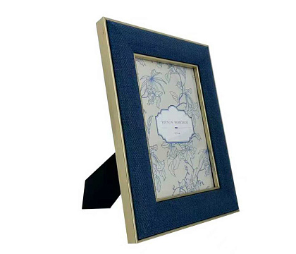 Фоторамка декоративная из МДФ с отделкой из ткани, цвет синий, со стеклом, 13x18 см