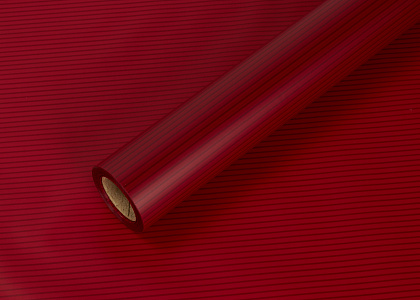 Упаковочный материал флористическая пленка матовая в полоску, 50 мкр, 58 см х 10 м, темно-красный