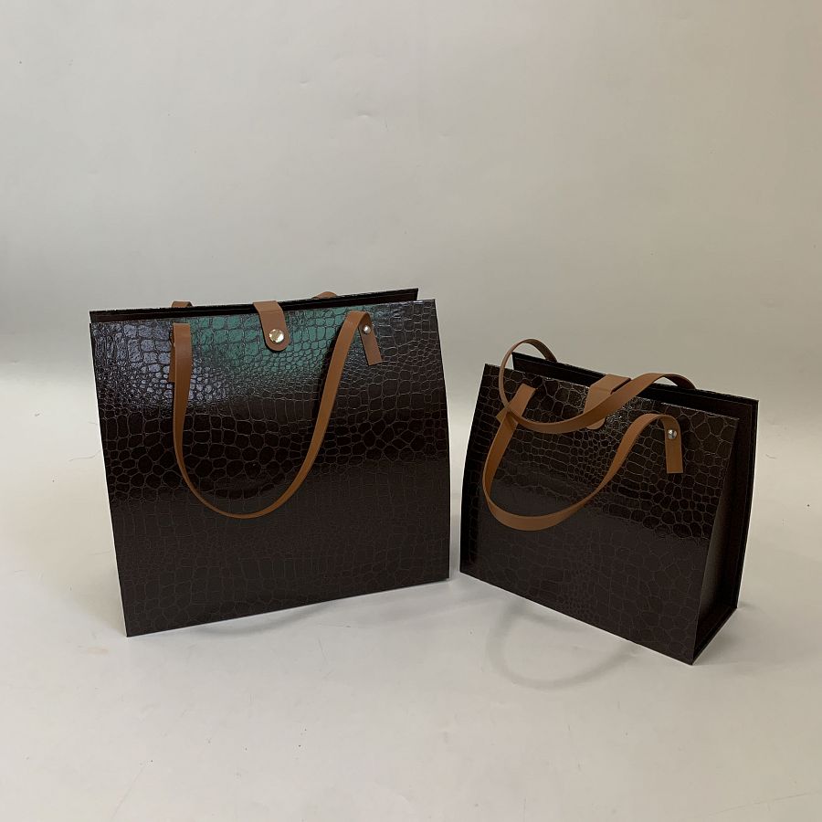 Набор коробок с ручкой из экокожи 28,5x12,5x26,5 см, 22,5x10,5x20 см, 2 шт, черный