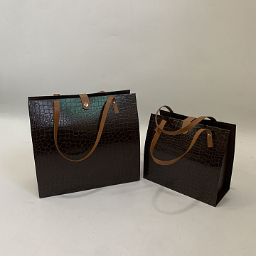 Набор коробок с ручкой из экокожи 28,5x12,5x26,5 см, 22,5x10,5x20 см, 2 шт, черный