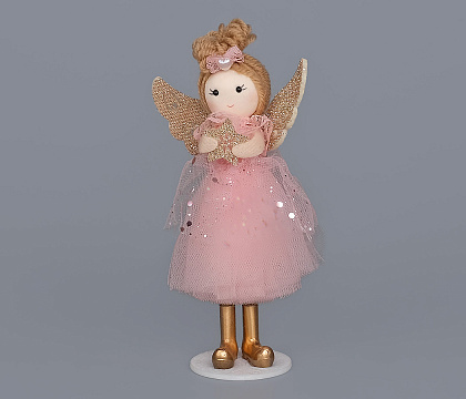 Новогоднее декоративное изделие "Фея", 17 см. розовый