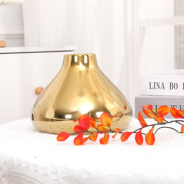 Ваза керамическая, хромированная, цвет золото, 16,5*12 см