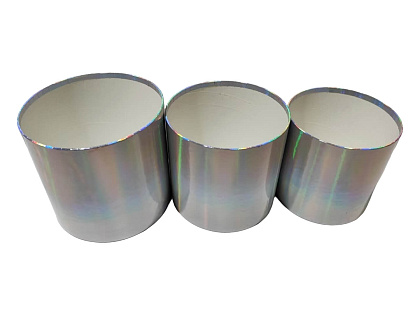 Набор коробок для цветов без крышки 18*17, 16*15,5, 15*14,5, 3 шт., серебро