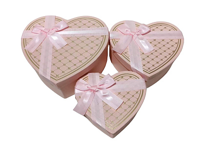 Набор коробок в виде сердца "Объятия любви" 22*20*9, 19*17*7,5, 16*14*6 см, 3 шт., св.розовый