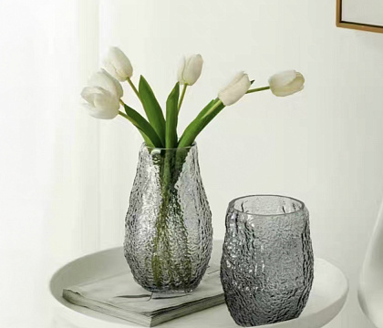 Ваза стеклянная 9 * 15 * H25 см, 1 шт., серый