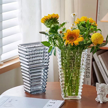 Ваза стеклянная D12,5 * H22 см, 1 шт., прозрачный