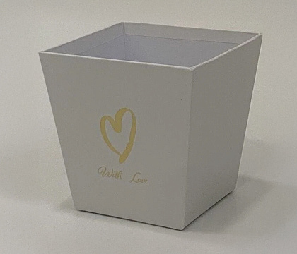 Коробка под цветы трапеция "С любовью" 11x11 см, белый