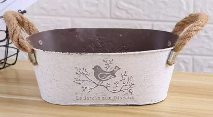 Кашпо металлическое 21*12,5*9, 1 шт., серебряный